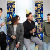 Happy Birthday Door Banner Navy Blue And Gold Birthday Decorations For Men Women Blue Gold Banner Party Decorations Outdoor Indoor