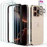 Uarmor Glass 3 Pack Screen Protector & 1 Pack Camera Lens Protector For Iphone 16 Pro (6.3 Inch) 9H Tempered Glass With Easy Installation Kits (Clear)