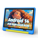 Kids Tablet, Android 14 Tablet For Kids 10 Inch Octa-Core With Case, 64Gb 1Tb Tf Card Expandable For Toddler Children, Parental Control, Dual Camera, Wifi,Gift