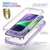 Designed For 14 Case, Full Body Rugged Case With Built-In Touch Sensitive Anti-Scratch Screen Protector, With Camera Lens Protector For 14 6.1" (Clear Purple)