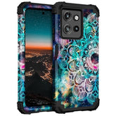 For Moto G 2025 Case, Shockproof Heavy Duty Protection Soft Silicone Rubber Bumper+Hard Plastic Hybrid Protective Phone Case For Women & Girls - Mandala In Galaxy