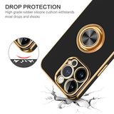 For Iphone 14 Pro Max Case, Slim Lightweight 360° Ring Holder Kickstand Support Car Mount Shockproof Women Men Non-Slip Protective Case For Iphone 14 Pro Max 6.7", Black/Gold