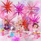 6Pcs Star Balloons, 22Inch Huge Hot Pink Red Pink Star Balloon Foil Spike Cone Balloons For Girls Women Birthday Bridal Shower Valentine'S Day Party Decorations