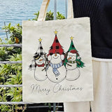 Christmas Snowman Canvas Tote Bag For Women Aesthetic Merry Christmas Cute Snowman Tote Bag Shopping Grocery Bag Beach Bag Gifts For Women Teacher Bag Reusable Grocery Bag