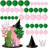 42Pcs Witch Cake Topper Set Hats Crowns Foam Balloon Picks Halloween Birthday Decor