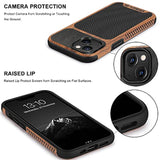 Compatible With Iphone 13 Case Wood Grain With Carbon Fiber Texture Design Leather Hybrid Case Compatible For Iphone 13 6.1-Inch Released In 2021 Black