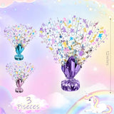 3pcs Rainbow Unicorn Metallic Table Centerpieces with Glitter for Girls' Birthday