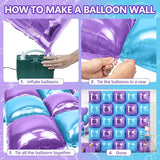 25PCS Light Purple and Pearl Blue Square Foil Balloons Wall Backdrop