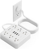 Surge Protector Power Strip 6 Outlets 4 USB Ports 15 Ft Flat Plug White