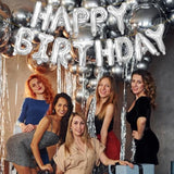 Happy Birthday Balloon Letters 16 Inch Mylar Foil Birthday Balloons Banner Sign For Birthday Party Decorations Supplies (Silver)