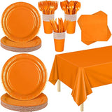 169-Piece Orange Party Pack: Plates, Cups, Napkins, Utensils, Tablecloth For 24 Guests - Orange Wedding Or Birthday Party Decorations