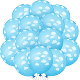 36 Pieces Blue Cloud Latex Balloons Mid Cloud Matte 12 Inch Balloons Light Blue And White Print Decoration For Baby Shower Boys Girls Birthday Party Supplies