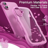 JETech Wavy Case for iPhone 16 Plus 6.7-Inch, Cute Wave Frame Curly Shape Shockproof Phone Cover for Women and Girls, Clear Hard PC Back (Pink)