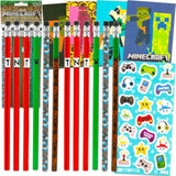 Ultimate Party Favors Set - Bundle With 24 Pencils And 24 Mini Posters Featuring Creepers, Zombies, More Plus Stickers | Birthday Party Supplies