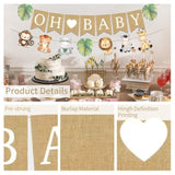 Pre-Strung 6Ft Burlap "Oh Baby" Banner Safari Jungle Theme for Baby Shower