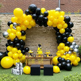 130Pcs Yellow And Black Balloons - Black And Yellow Balloon Garland Kit With Metallic Silver Balloons, Bumblebee Party Balloons For Birthdays, Baby Showers, Weddings & Bee Themed Celebrations