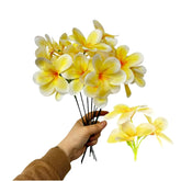 10 Bunch Yellow Artificial Flowers Fake Plumeria Flower With Stems,12Inch Real Touch Lifelike Frangipani Flower Bouquets For Wedding Engagement Party Cake Topper Spring Flowers Decor Beach Flowers
