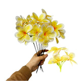 10 Bunch Yellow Artificial Flowers Fake Plumeria Flower With Stems,12Inch Real Touch Lifelike Frangipani Flower Bouquets For Wedding Engagement Party Cake Topper Spring Flowers Decor Beach Flowers
