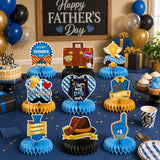 Father's Day Honeycomb Centerpieces, Blue Gold Dad Table Decorations, Happy Fathers Day Table Centerpieces for Dad Party Table Decor