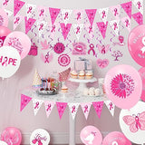 101 Pcs Breast Cancer Awareness Decoration Pink Ribbon Hanging Swirl