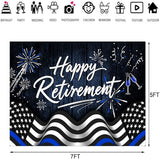 Happy Retirement Backdrop Navy Blue Police Flag Photography Background Going Away Party Black and Blue Police Theme Decoration Banner Portrait Photo Booth Studio Props 7x5ft FU07YL