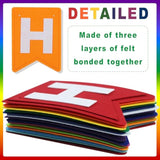 Pre-Strung Felt Happy Birthday Banner, Rainbow Theme Birthday Party Decoration Kit, Felt Pennant Banner Flag, Pompom Garland, Wool Tassel Garland, Red, Yellow, Blue And Orange Balloons,Reusable