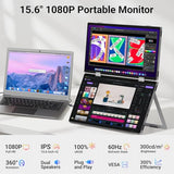 Laptop Screen Extender 15.6" 1080P Dual Portable Monitor, Usb C Hd 360° Rotation Foldable Travel Extended Computer Display With Stand For Laptop Pc Windows Mac, Vesa Mountable (Plug & Play)