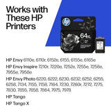 64Xl Black High-Yield Ink Cartridge | Works With Envy Inspire 7250E, 7950E; Envy Photo 6200, 7100, 7200, 7800, 7900; Tango Series | Eligible For Instant Ink | N9J92An