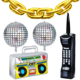 18 Pieces 80S 90S Party Decorations Rainbow Roller Skate Balloons Gold Chain Balloons Inflatable Boombox Radio Mobile Phone 4D Disco Ball Aluminum Film For Adult Hip Hop Themed Decor