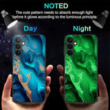 Glow in the Dark Hybrid Hard PC Soft TPU Bumper Drop Protective Case for Samsung Galaxy A15 5G, Blue Marble/Gold