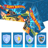 3Pieces Hot Car Themed Plastic Tablecloth Hot Race Car Birthday Party Plastic Table Covers For Kids Boys Racing Car Birthday Baby Shower Party Decorations Supplies 54X108Inch