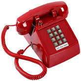 Traditional Red Landline Phone, Retro Corded Telephone Visible Ringing Indicator, Classic 2500 Analog Desk Phone, Vintage Corded Desk Telephone Large Button, Old Red Telephone Landline For School,Home