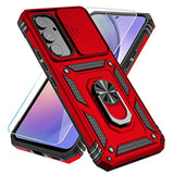 Samsung Galaxy A54 5G Case with HD Screen Protector and Slide Camera Cover and Kickstand, Military-Grade Phone Case for Samsung A54 5G (Red)