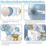 133pcs Dusty Blue Balloon Arch Kit with Gold Confetti for Baby Shower Wedding Decor