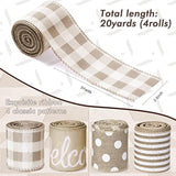 Farmhouse Ribbon 4 Rolls Welcome Stripe Dot Buffalo Plaid Ribbon Wired
