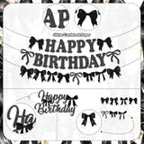 Black Bow Birthday Party Decorations, Girl Bow Birthday Decortions, Black White Balloons, Bows Banner Garland, Bows Cake & Cupcake Toppers And Satin Ribbon For Bow Party Decor