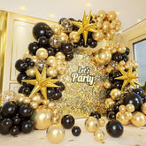 161Pcs Black And Gold Balloons Garland Arch Kit With Explosion Star Balloons, 5/10/12/18In Black Gold Confetti Latex Balloons For Anniversary Birthday Party 2025 Graduation Decorations