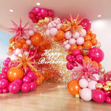 Pink And Orange Balloons Garland Arch Kit 153Pcs With Star - 22 18 12 10 5In Different Size Hot Pink Orange And Gold Confetti Latex Balloons For Birthday Baby Shower Wedding Party Decorations