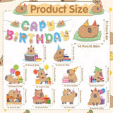 Capybara Birthday Party Decorations - 12Pcs Capybara Banners With Hanging Swirls Bday Decoration Cute Capy Animals Decor Supplies