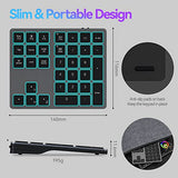 Bluetooth & 2.4G Usb Wireless Numeric Keypad For Laptops, Pc Computers Macbooks & Tablets, Dual Mode Number Pad 34 Keys With 7-Color Backlit For Windows, Macos & Ios, Gray