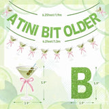 A Tini Bit Older Banner Martini Garland 12In Balloons With Diy Bow Ribbon For Martini Themed Birthday Decorations Espresso A Tiny Bit Older Birthday Martinis Party Decor (Green Pink)