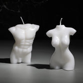 2 Pieces Body Shaped Candle Female Male Body Men Torso Soy Wax Scented Decorative Candle For Bedroom Bathroom Wedding(Milk White)