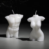 2 Pieces Body Shaped Candle Female Male Body Men Torso Soy Wax Scented Decorative Candle For Bedroom Bathroom Wedding(Milk White)