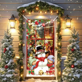 Christmas Door Cover, Red Merry Christmas Background Banner Door Covers Decorations With Cute Snowman, Xmas Backdrops Hanging Sign For Exterior Interior Outdoor Home Christmas Winter Party Decoration