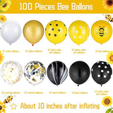 100 Pcs Bee Balloons Decorations Kit Happy Bee Day Dots Balloon Confetti Black Yellow Latex Favor For Birthday Party Decoration