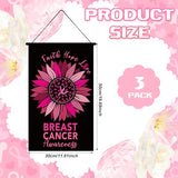 3 Pcs Breast Cancer Awareness Door Sign Flag Pink Ribbon Accessories
