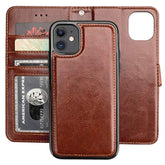 For 11 Wallet Case With Card Holder Pu Leather Magnetic Detachable Kickstand Shockproof Wrist Strap Removable Flip Cover For 11 6.1 Inch (Brown)