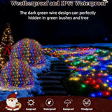 Christmas Net Lights Outdoor 360 Led 12Ftx5Ft Multicolored Christmas Bush Mesh Lights Connectable Waterproof String Ligh