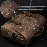 Genuine Leather Canvas Satchel Shoulder Briefcase Laptop Bag with USB & Headset Port