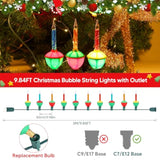 1Pack Christmas Bubble String Lights With 10 Light Bulbs And Outlet, 10Pcs Multicolor Bubble Lights Bulbs 2Fuse C7/E12 B